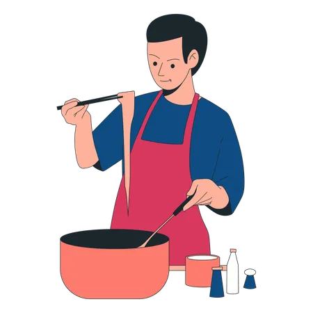 Homme qui cuisine  Illustration