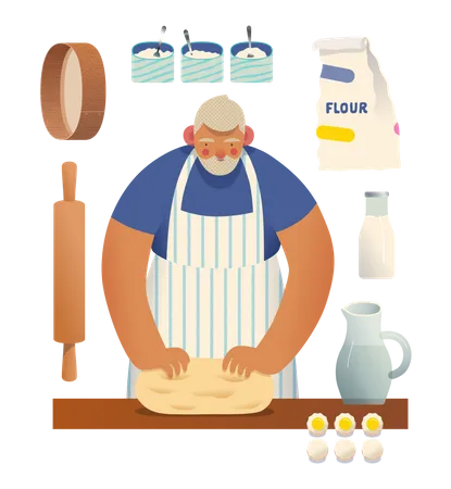 Homme qui cuisine  Illustration