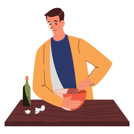 Homme qui cuisine  Illustration