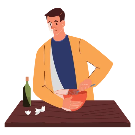 Homme qui cuisine  Illustration