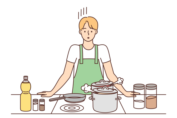 Homme qui cuisine  Illustration