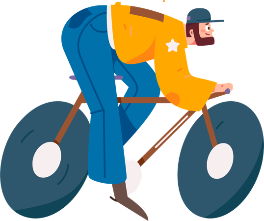 Homme faisant du vélo sur route  Illustration