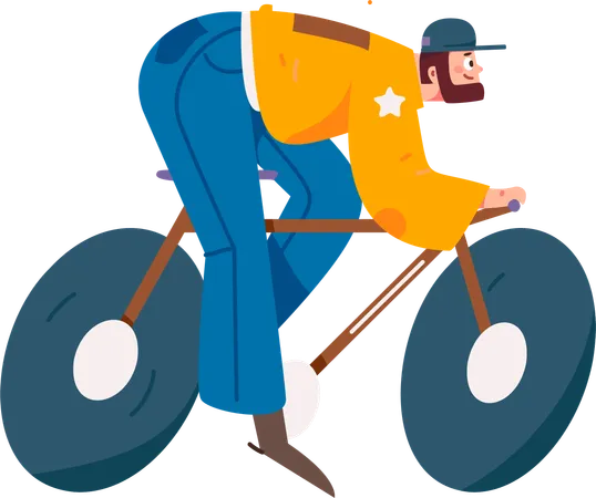 Homme faisant du vélo sur route  Illustration