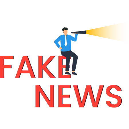 Un homme d'affaires à la recherche de fausses nouvelles  Illustration
