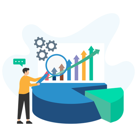 Homme d'affaires analysant le diagramme d'affaires  Illustration