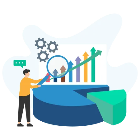 Homme d'affaires analysant le diagramme d'affaires  Illustration