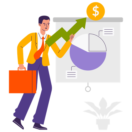 Homme d'affaires analysant l'investissement  Illustration