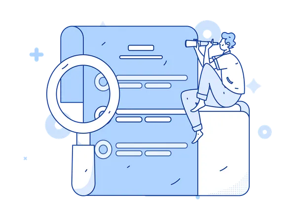 Homme d'affaires analysant un questionnaire d'entreprise  Illustration