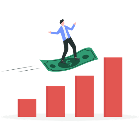 Homme d'affaires analysant un graphique de notes volantes  Illustration
