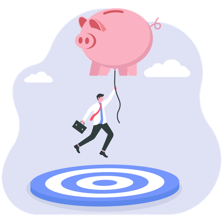 Un homme d'affaires atteint son objectif financier  Illustration