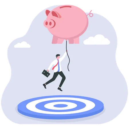 Un homme d'affaires atteint son objectif financier  Illustration