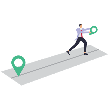 Un homme d'affaires trace son propre chemin commercial  Illustration
