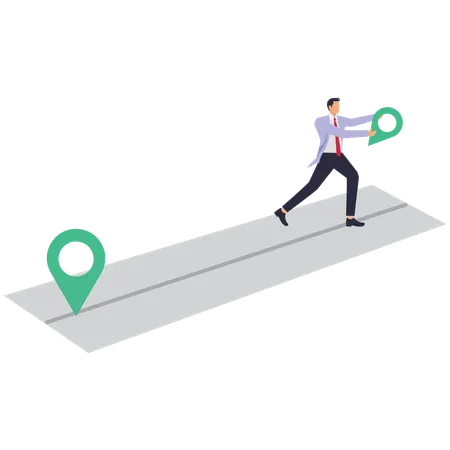 Un homme d'affaires trace son propre chemin commercial  Illustration