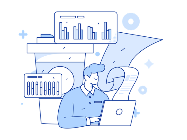 Homme d'affaires faisant un questionnaire d'affaires  Illustration