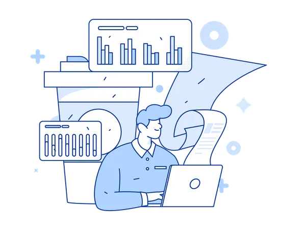 Homme d'affaires faisant un questionnaire d'affaires  Illustration