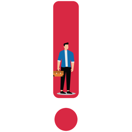 Homme d'affaires avec un point d'exclamation  Illustration