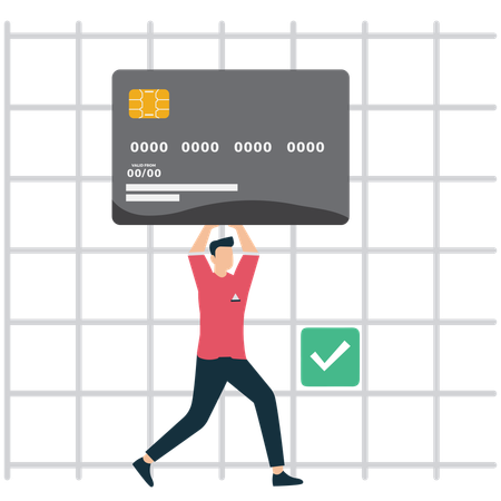 Homme d'affaires effectuant un paiement en ligne avec une carte de crédit  Illustration