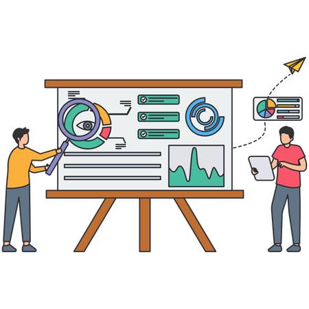 Homme d'affaires effectuant un suivi d'entreprise  Illustration