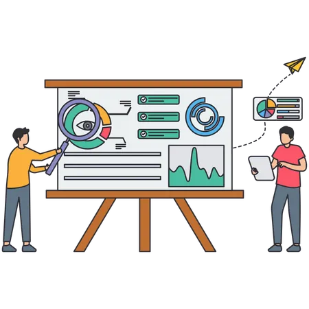 Homme d'affaires effectuant un suivi d'entreprise  Illustration