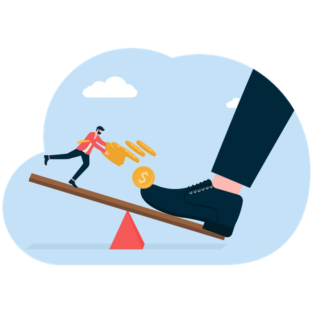 Un homme d'affaires se bat pour obtenir un financement  Illustration