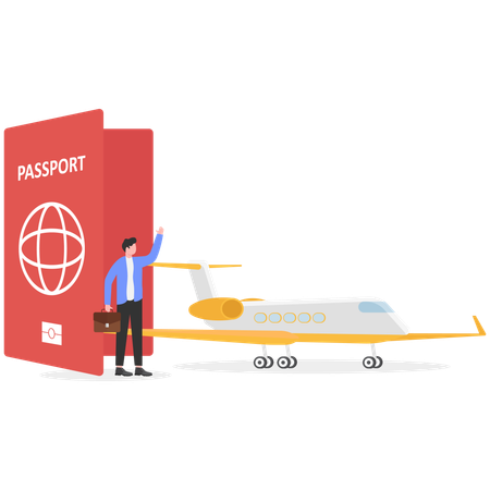 Homme d'affaires en voyage d'affaires  Illustration