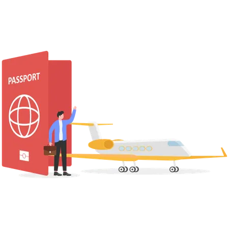Homme d'affaires en voyage d'affaires  Illustration