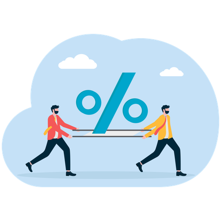 Homme d'affaires économisant le taux d'intérêt  Illustration