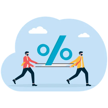 Homme d'affaires économisant le taux d'intérêt  Illustration