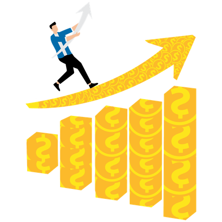 Homme d'affaires face à la croissance financière  Illustration