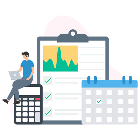 Homme d'affaires faisant une analyse commerciale  Illustration