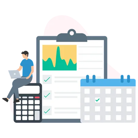 Homme d'affaires faisant une analyse commerciale  Illustration