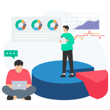 Homme d'affaires faisant une analyse commerciale  Illustration