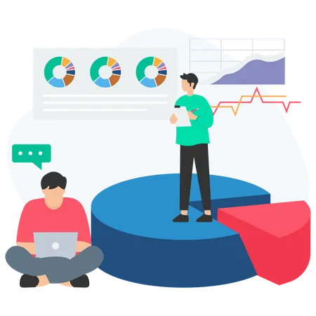 Homme d'affaires faisant une analyse commerciale  Illustration