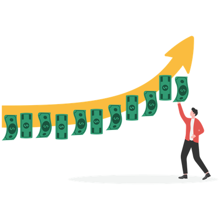 Homme d'affaires faisant des bénéfices commerciaux  Illustration