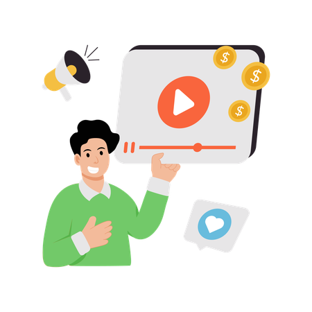 Homme d'affaires faisant du marketing vidéo  Illustration