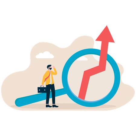 Homme d'affaires faisant une analyse boursière  Illustration