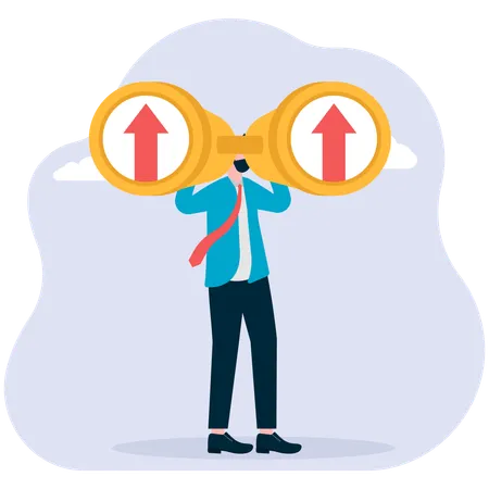 Homme d'affaires effectuant une analyse de croissance  Illustration