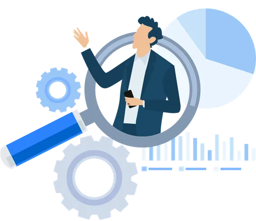 Homme d'affaires effectuant une analyse de données  Illustration