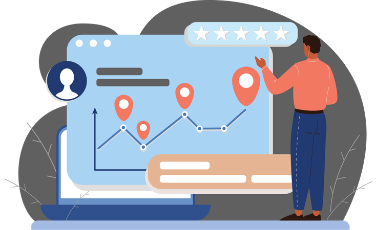 Homme d'affaires effectuant une analyse de localisation  Illustration