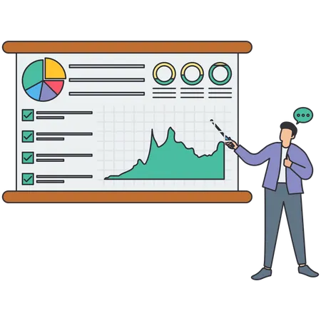 Homme d'affaires faisant une analyse de marché  Illustration