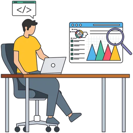 Homme d'affaires faisant une analyse de marché  Illustration