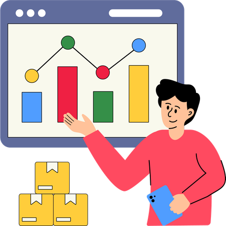 Homme d'affaires effectuant une analyse des ventes  Illustration