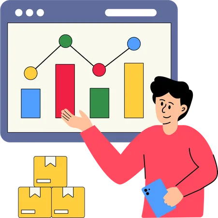 Homme d'affaires effectuant une analyse des ventes  Illustration