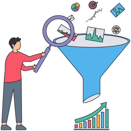 Homme d'affaires effectuant une analyse marketing  Illustration