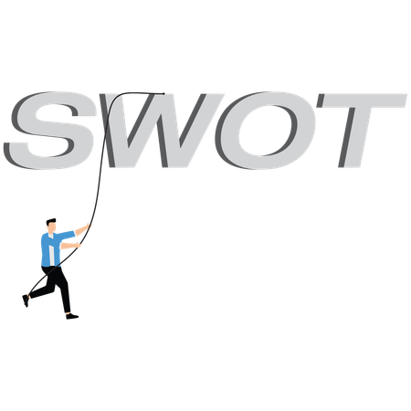 Homme d'affaires effectuant une analyse SWOT  Illustration