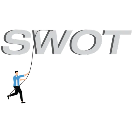 Homme d'affaires effectuant une analyse SWOT  Illustration