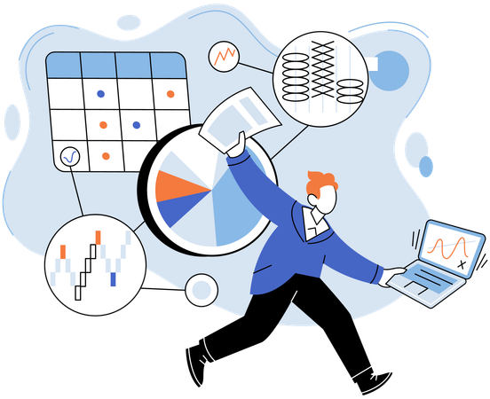 Homme d'affaires effectuant des opérations commerciales  Illustration