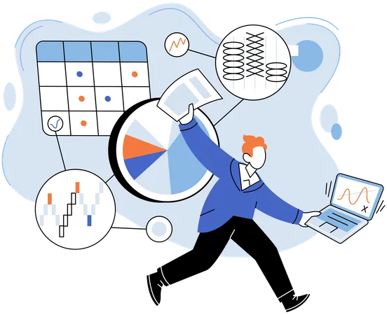 Homme d'affaires effectuant des opérations commerciales  Illustration