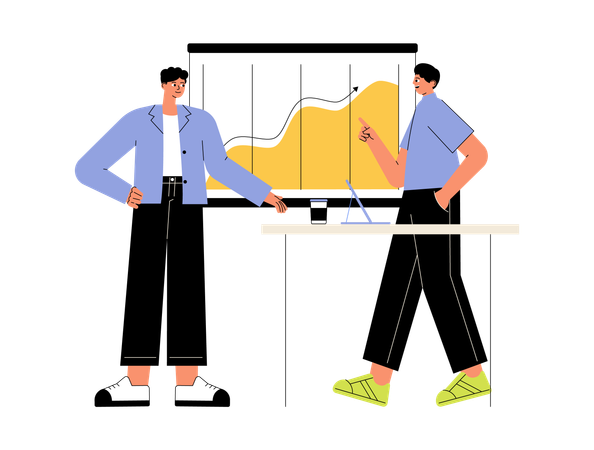 Homme d'affaires faisant une présentation  Illustration