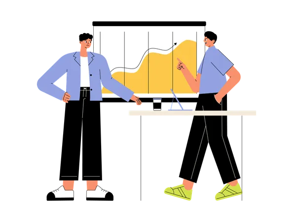 Homme d'affaires faisant une présentation  Illustration